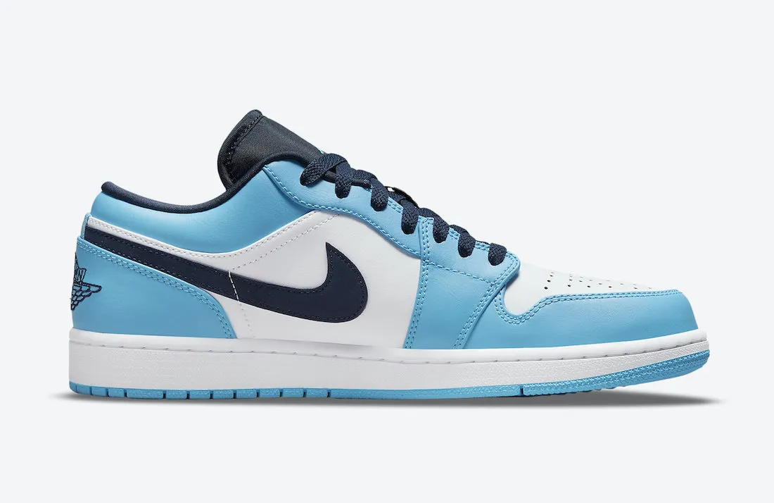 Men's Air Jordan 1 Low "Obsidian UNC" (White/Dark Powder Blue/Obsidian)(553558-144)