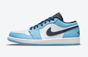 Men's Air Jordan 1 Low "Obsidian UNC" (White/Dark Powder Blue/Obsidian)(553558-144)