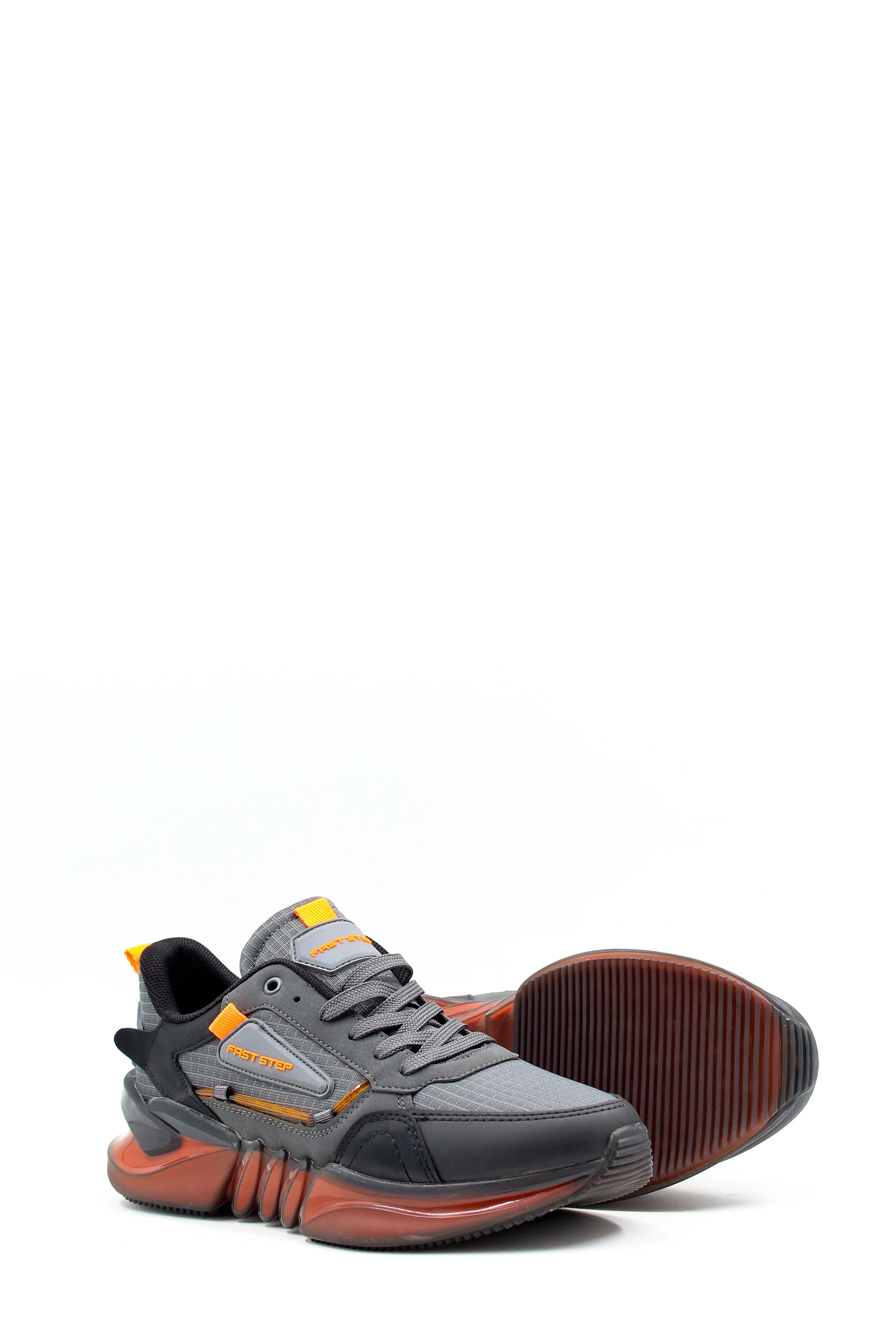 Men's Grey and Orange Athletic Sneakers - Wessi
