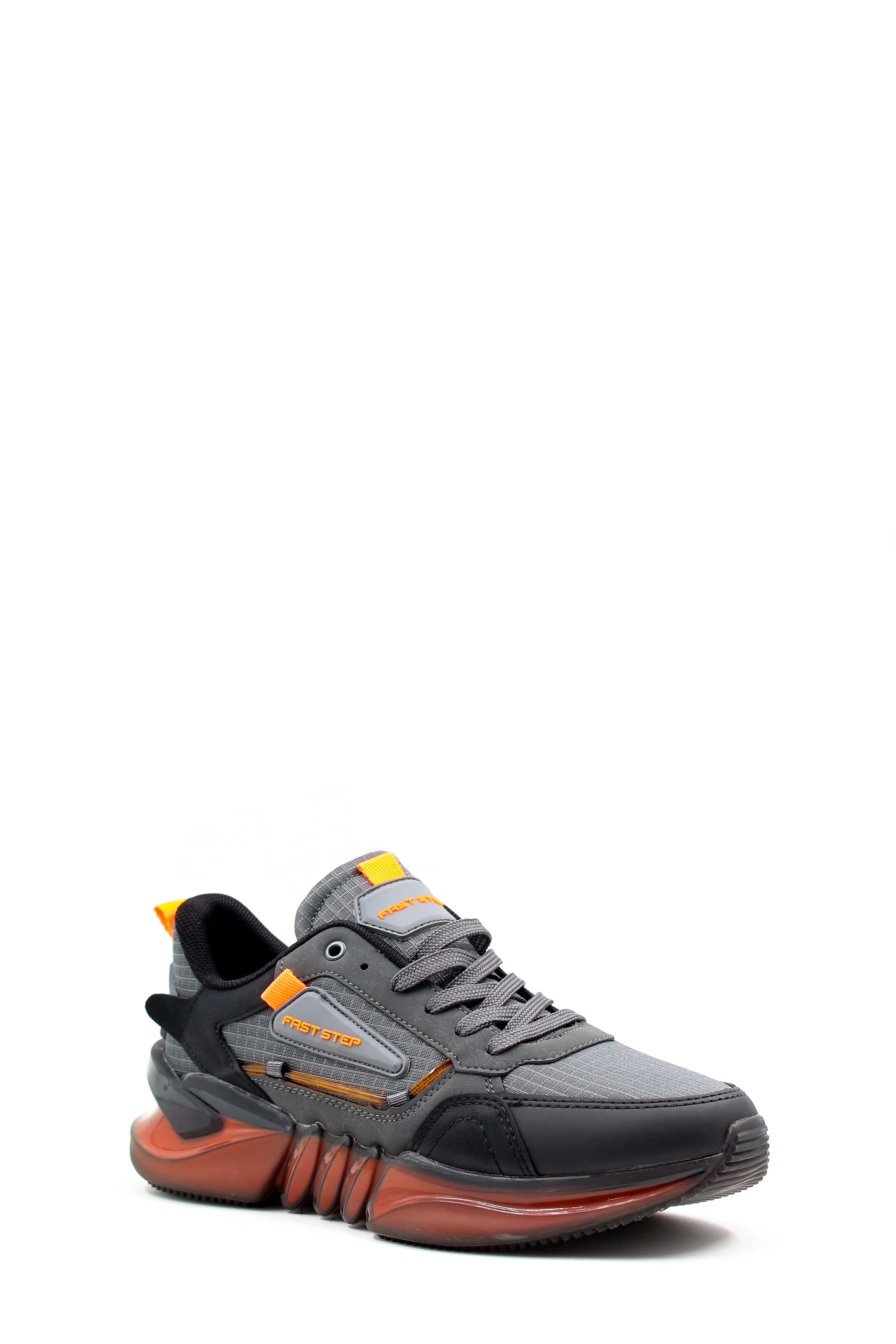 Men's Grey and Orange Athletic Sneakers - Wessi