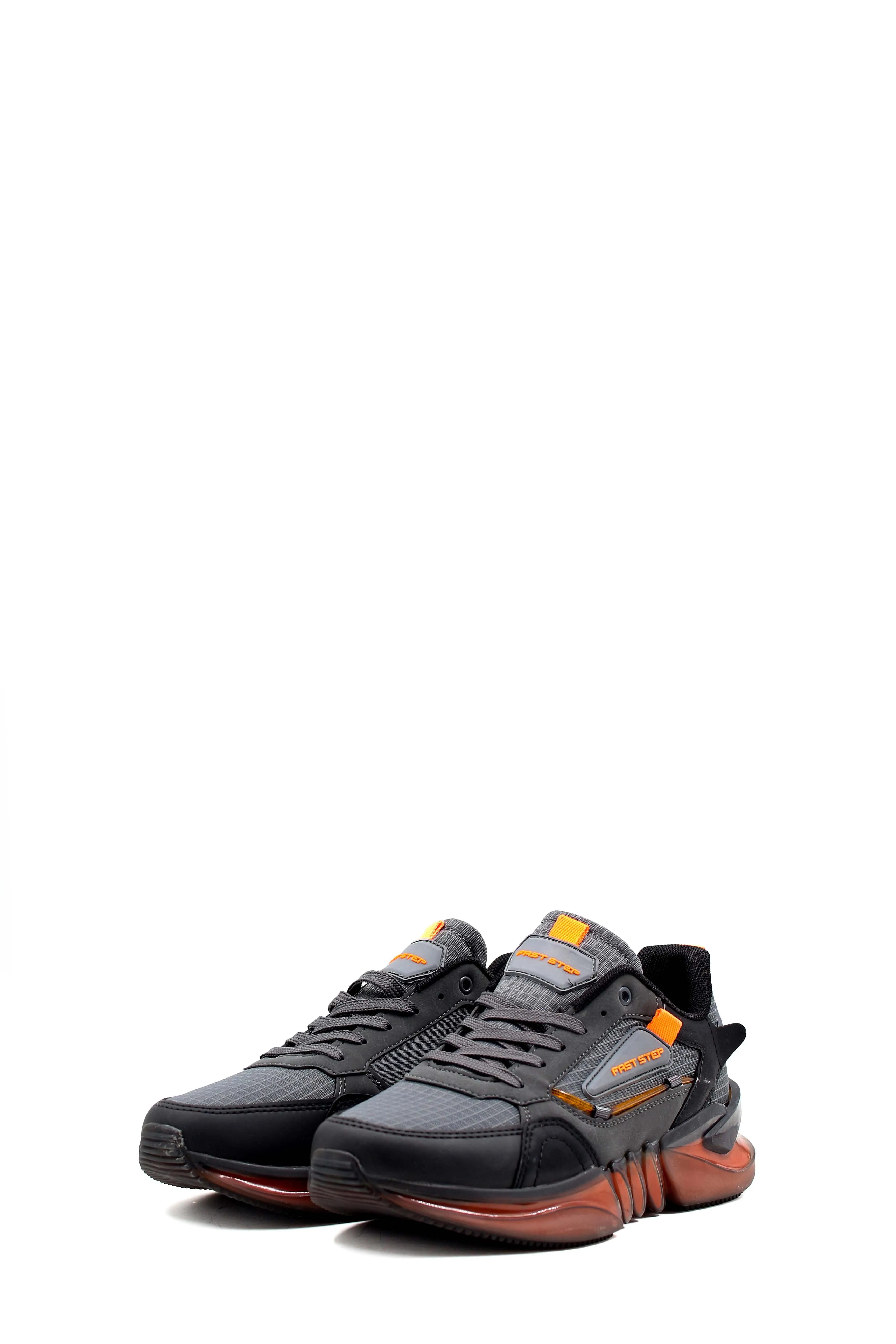 Men's Grey and Orange Athletic Sneakers - Wessi