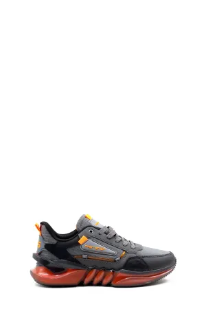 Men's Grey and Orange Athletic Sneakers - Wessi