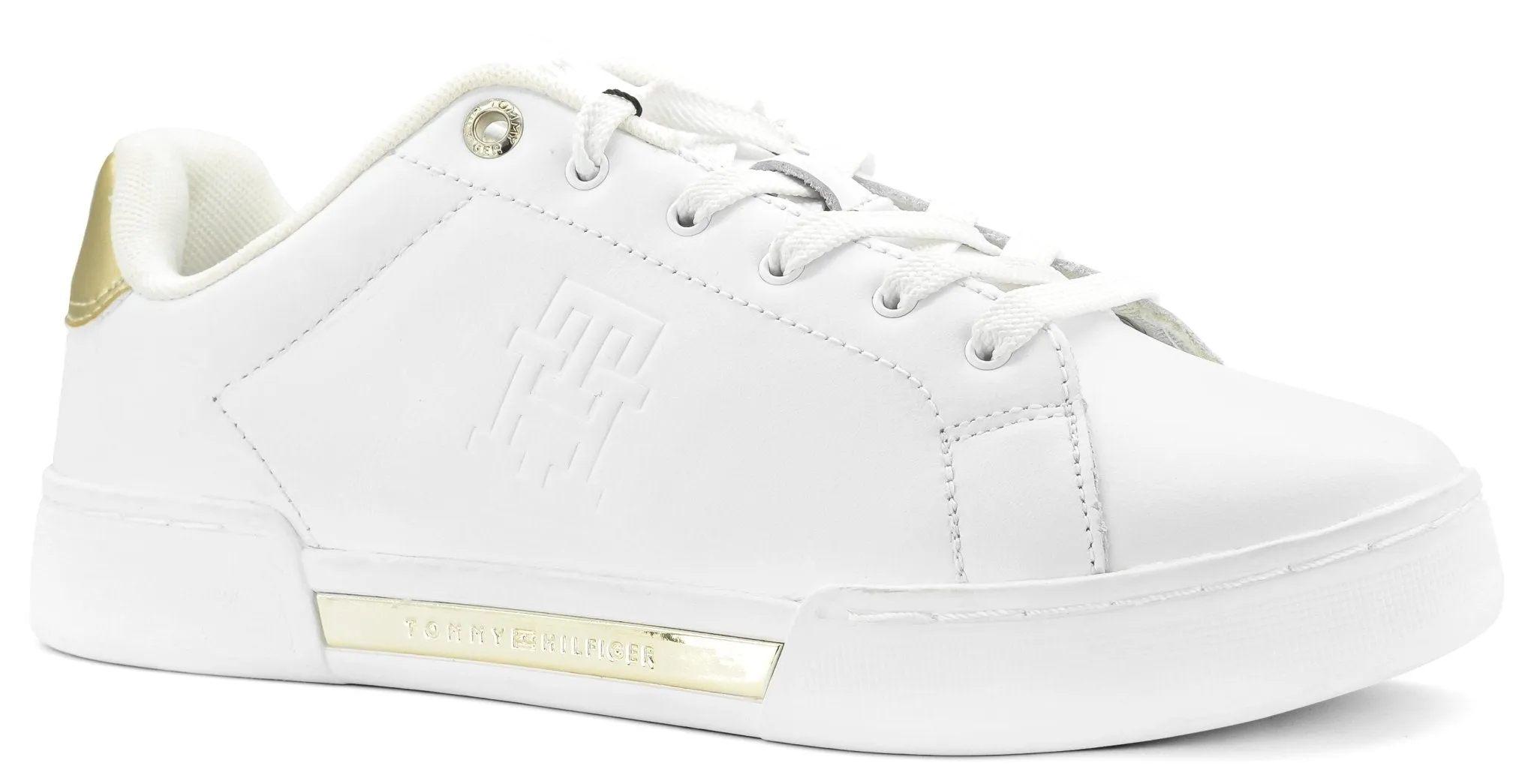 METALLIC MONOGRAM COURT TRAINERS