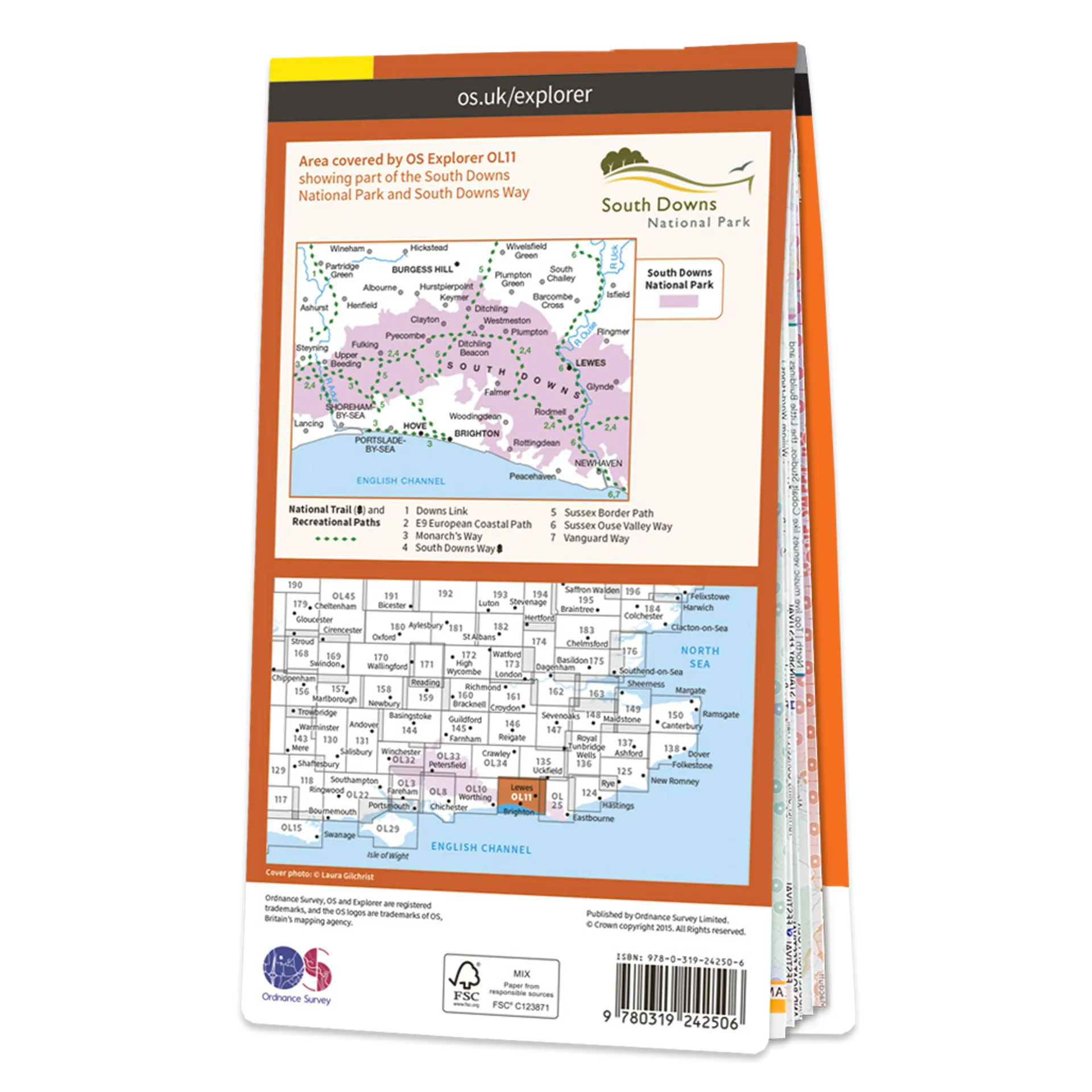 Ordnance Survey Explorer OL11 Map Brighton & Hove