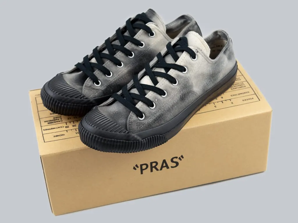Pras Shellcap Low "Mura" Uneven Hand Dyed Sneakers Grey/Black