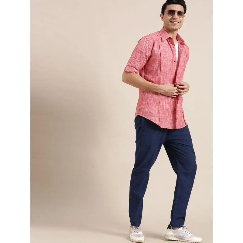 Red Textured Men Shirt