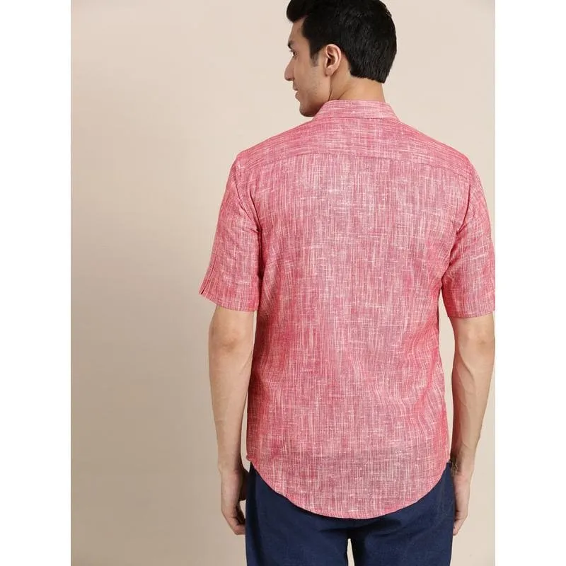 Red Textured Men Shirt