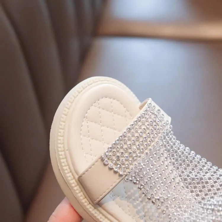 Shining Rhinestones Girls Princess Sandals Stylish Anti-slippery Gladiator Roman Sandals Years Old Kids Shoes   407951