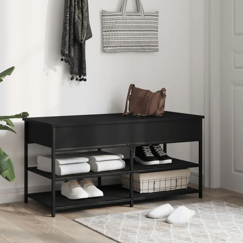 Shoe Bench Black 100x42.5x50 cm Engineered Wood