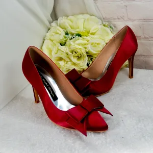 Stunning Burgundy Red Satin Heels Clutch Bag, Matching Bridal Set, Purse Shoes for Wedding Guest Mother of the Bride Groom