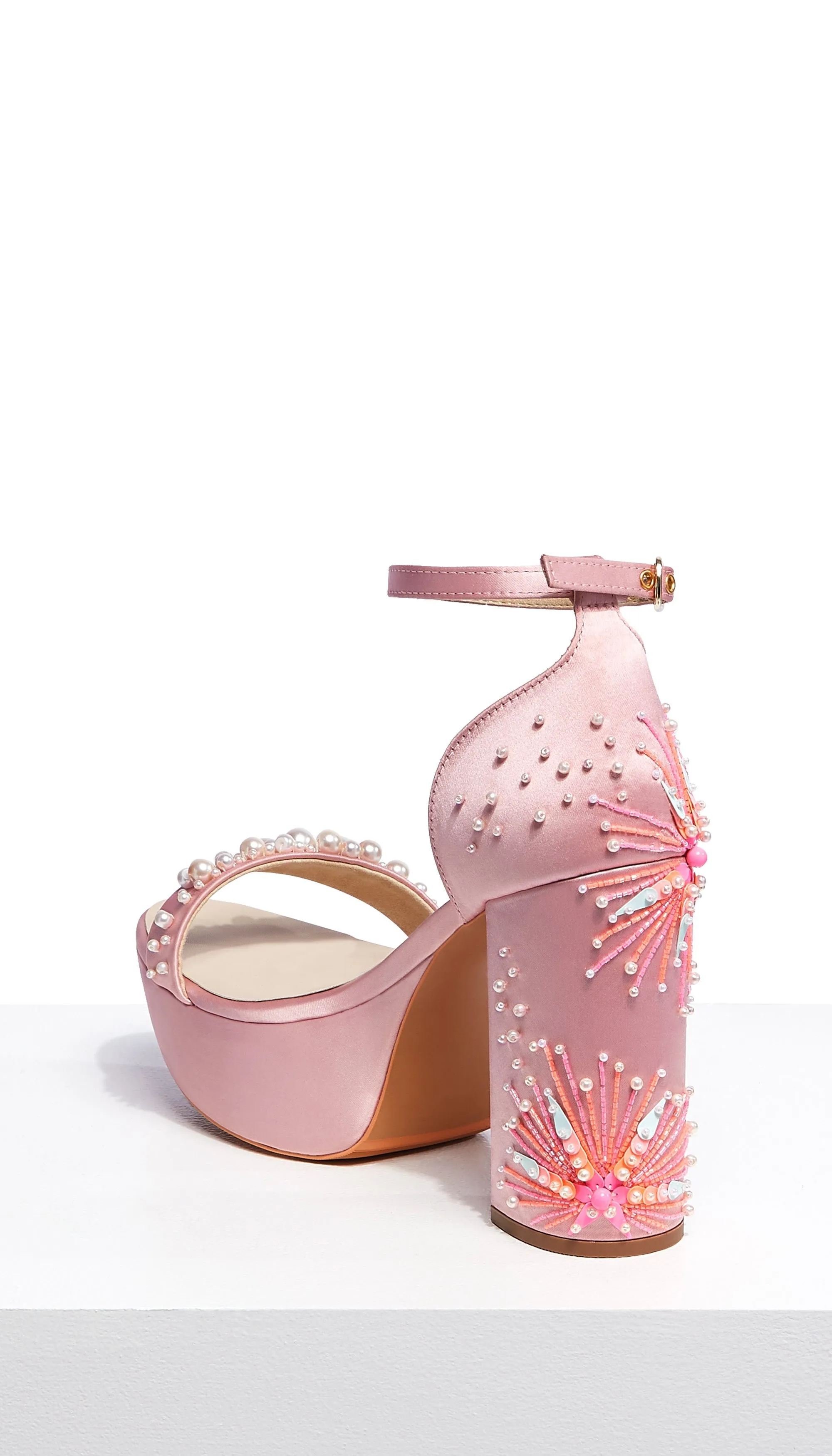 The Dandelion Twinkle - Blush Platform Block Heels