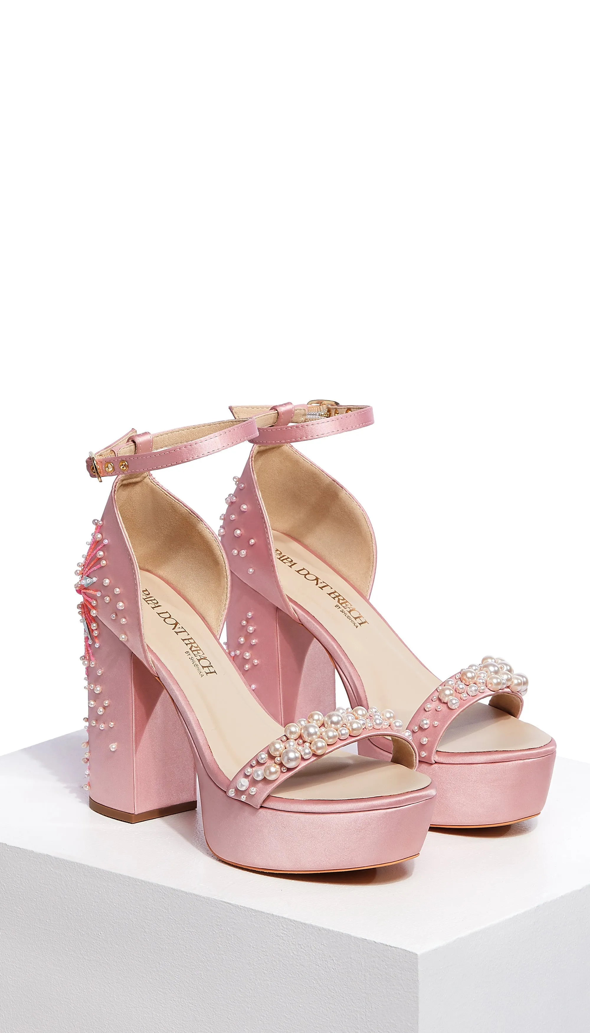 The Dandelion Twinkle - Blush Platform Block Heels
