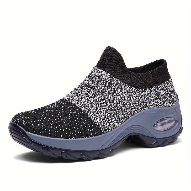 Trendy Air Cushion Mesh Breathable Running Shoes, Shock Absorption Wear Resistance Non Slip Sneakers, Casual Versatile Outdoor Sports Flying Woven Shoes