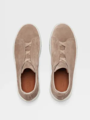 Triple Stitch Sneakers | Beige Suede