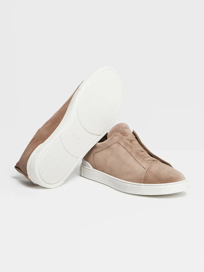 Triple Stitch Sneakers | Beige Suede