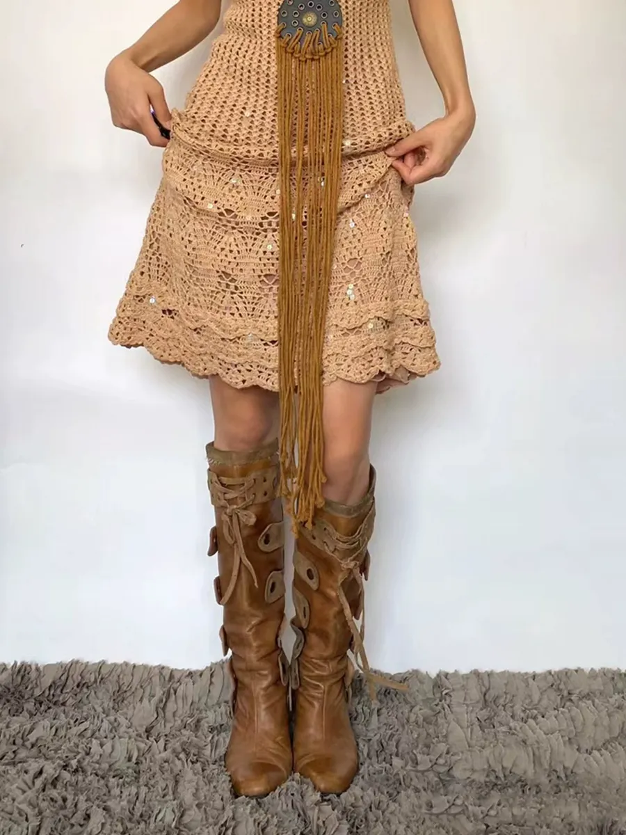 Vintage-Inspired Light Brown Cowgirl Boots with Round Toe – Cowgirl Boots for Wedding