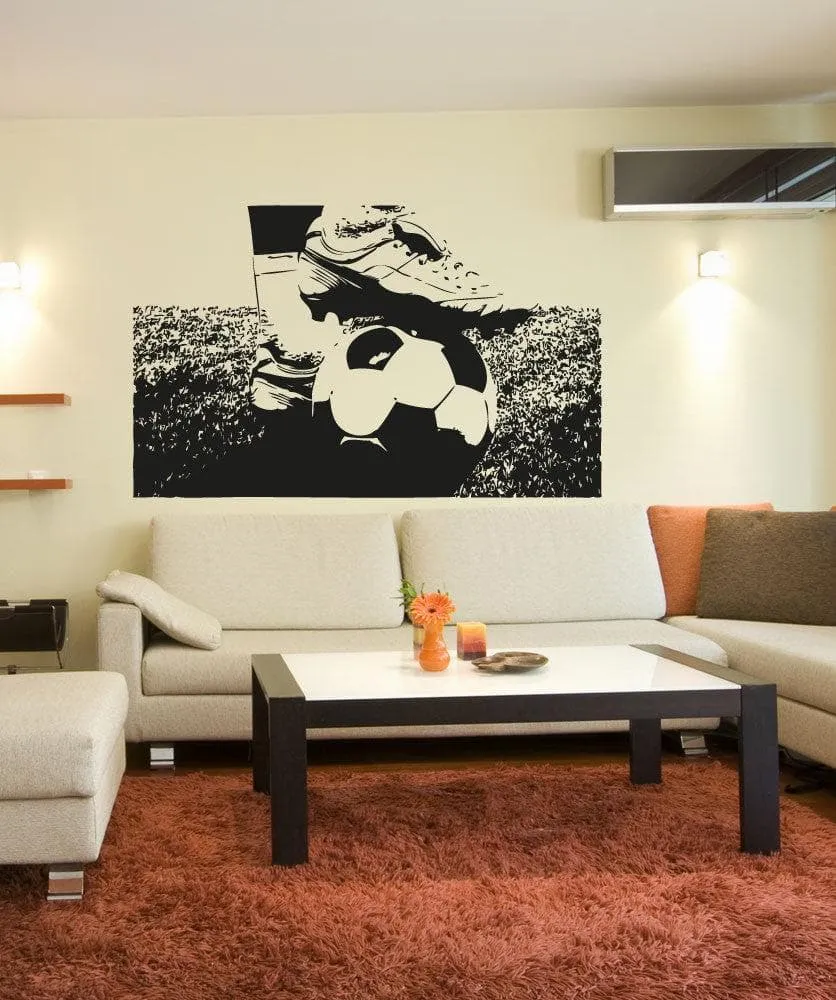 Vinyl Wall Decal Sticker Soccer Ball and Cleats #5075