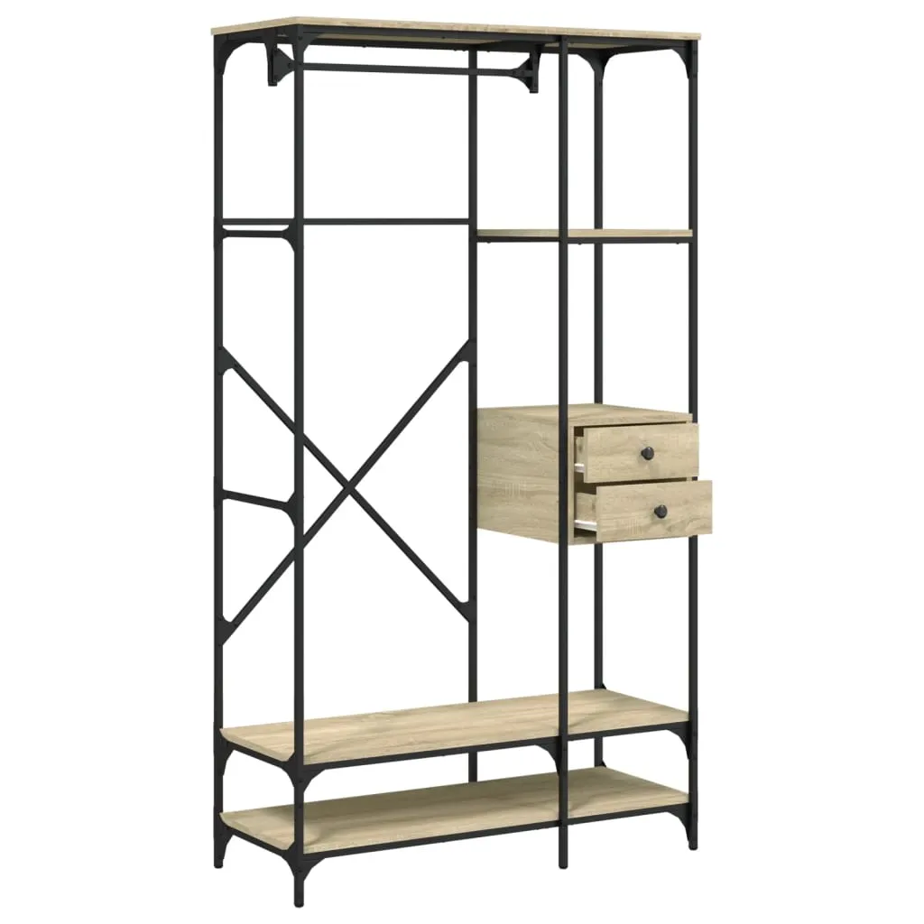 Wardrobe with Drawers Sonoma Oak 100x40x180 cm Engineered Wood