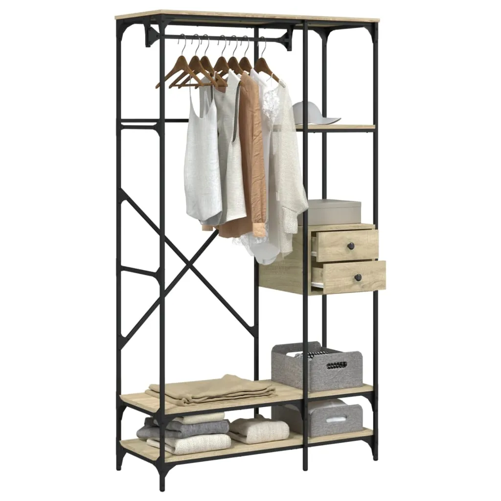 Wardrobe with Drawers Sonoma Oak 100x40x180 cm Engineered Wood