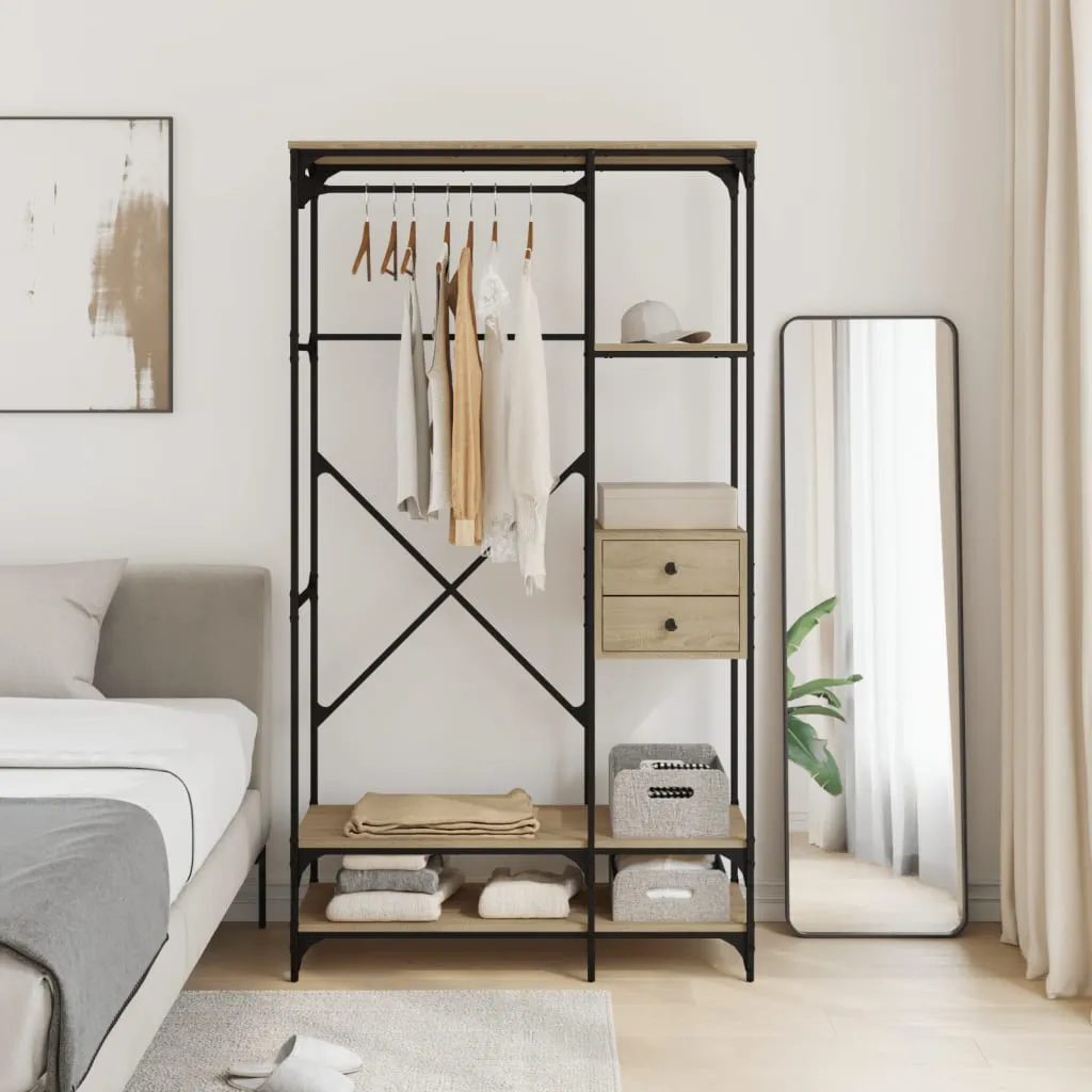 Wardrobe with Drawers Sonoma Oak 100x40x180 cm Engineered Wood