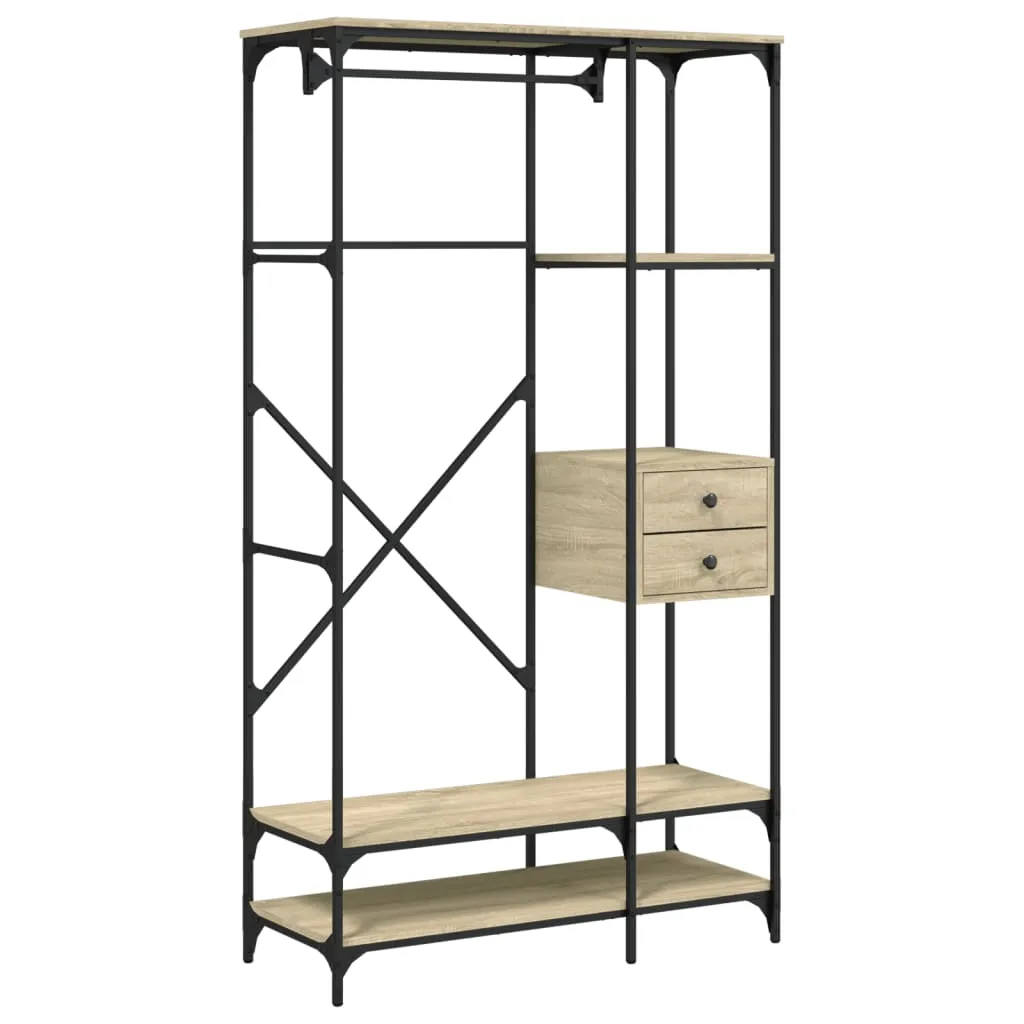 Wardrobe with Drawers Sonoma Oak 100x40x180 cm Engineered Wood