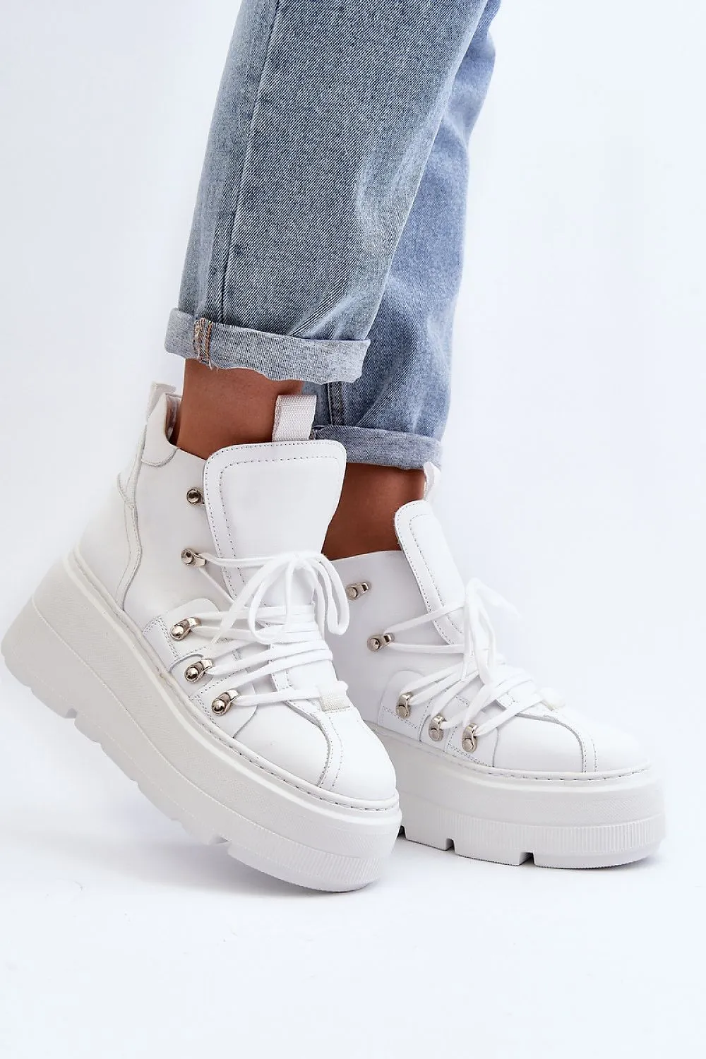 White Spring Style Natural Leather Trainers
