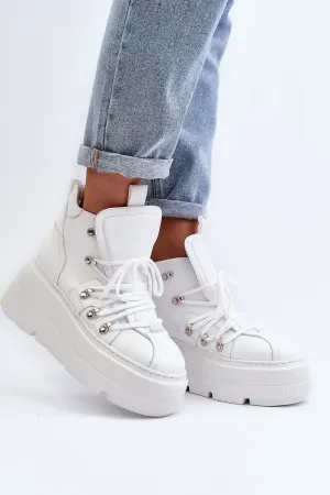White Spring Style Natural Leather Trainers