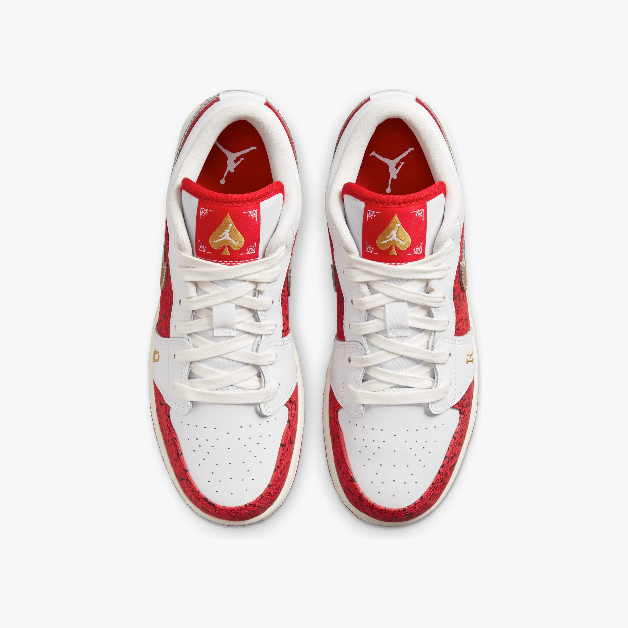 Women's / GS Air Jordan 1 Low SE "Spades" (White/University Red/Metallic Gold)(DJ5186-100)