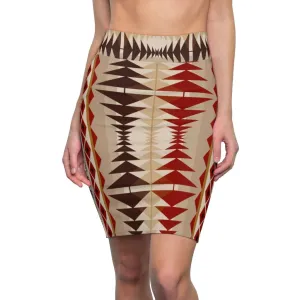 Womens Mini Skirt, High Waisted, Multi-Brown Pencil Skirt