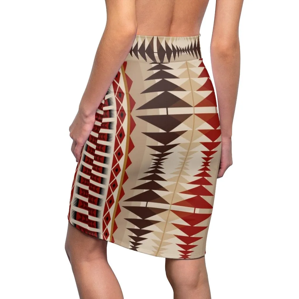 Womens Mini Skirt, High Waisted, Multi-Brown Pencil Skirt