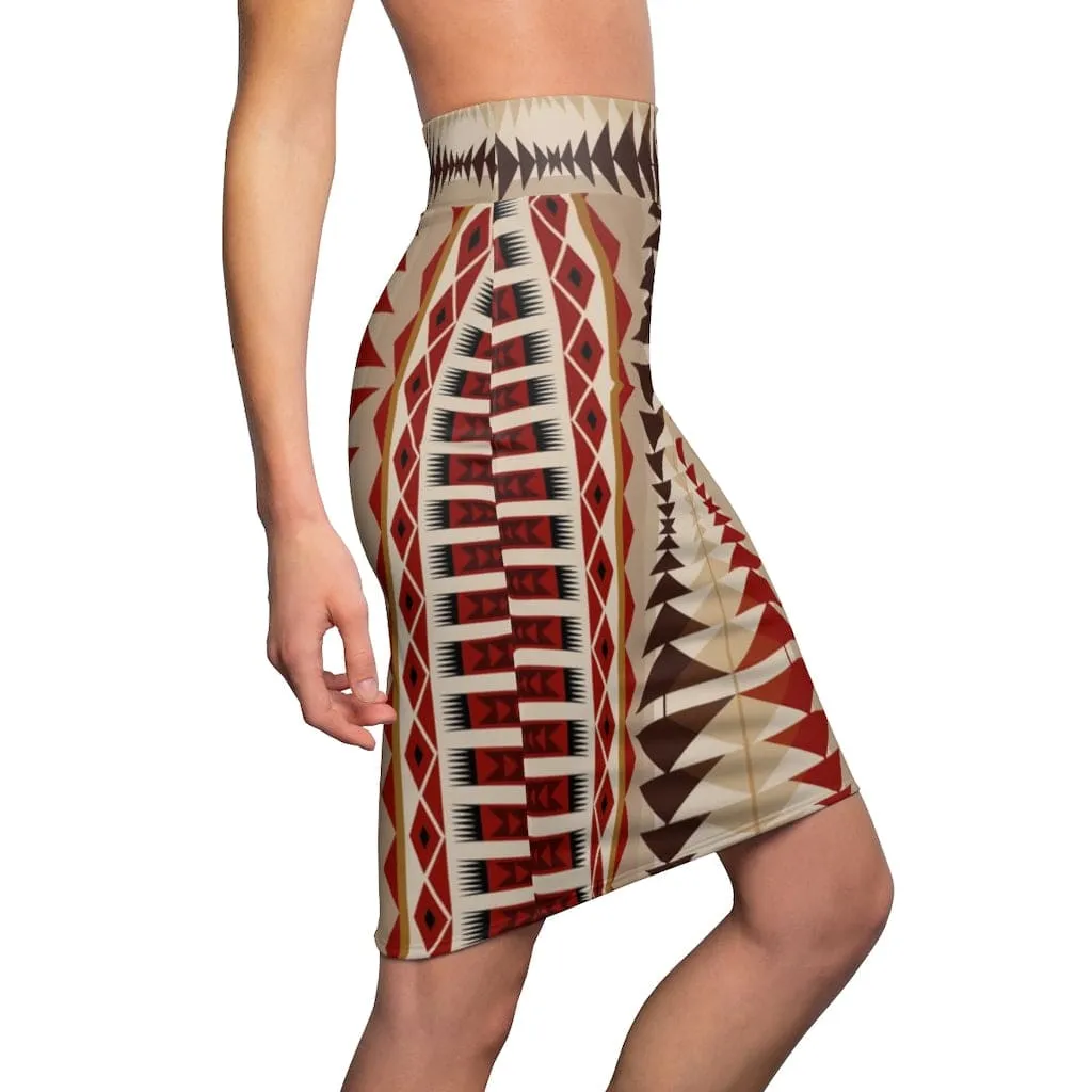 Womens Mini Skirt, High Waisted, Multi-Brown Pencil Skirt