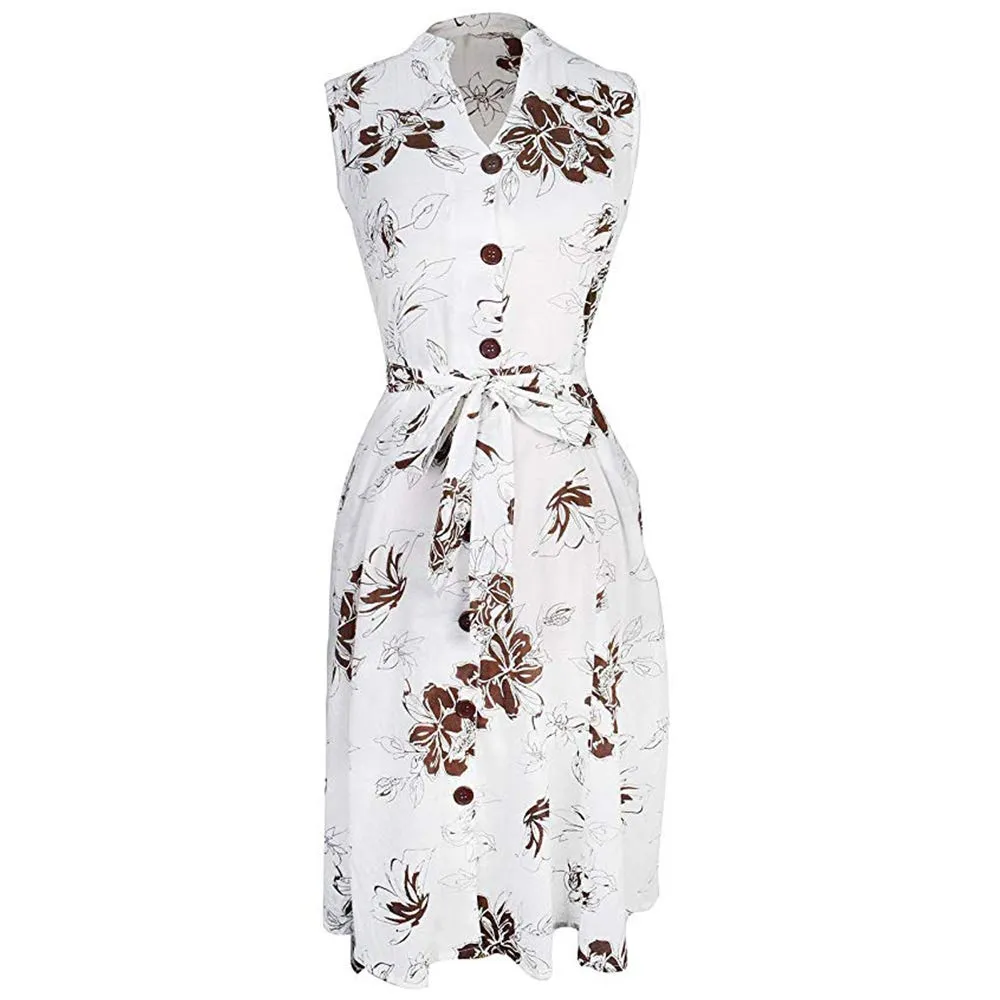 Women's Vintage 100% Cotton Floral Button Up Shift Dress
